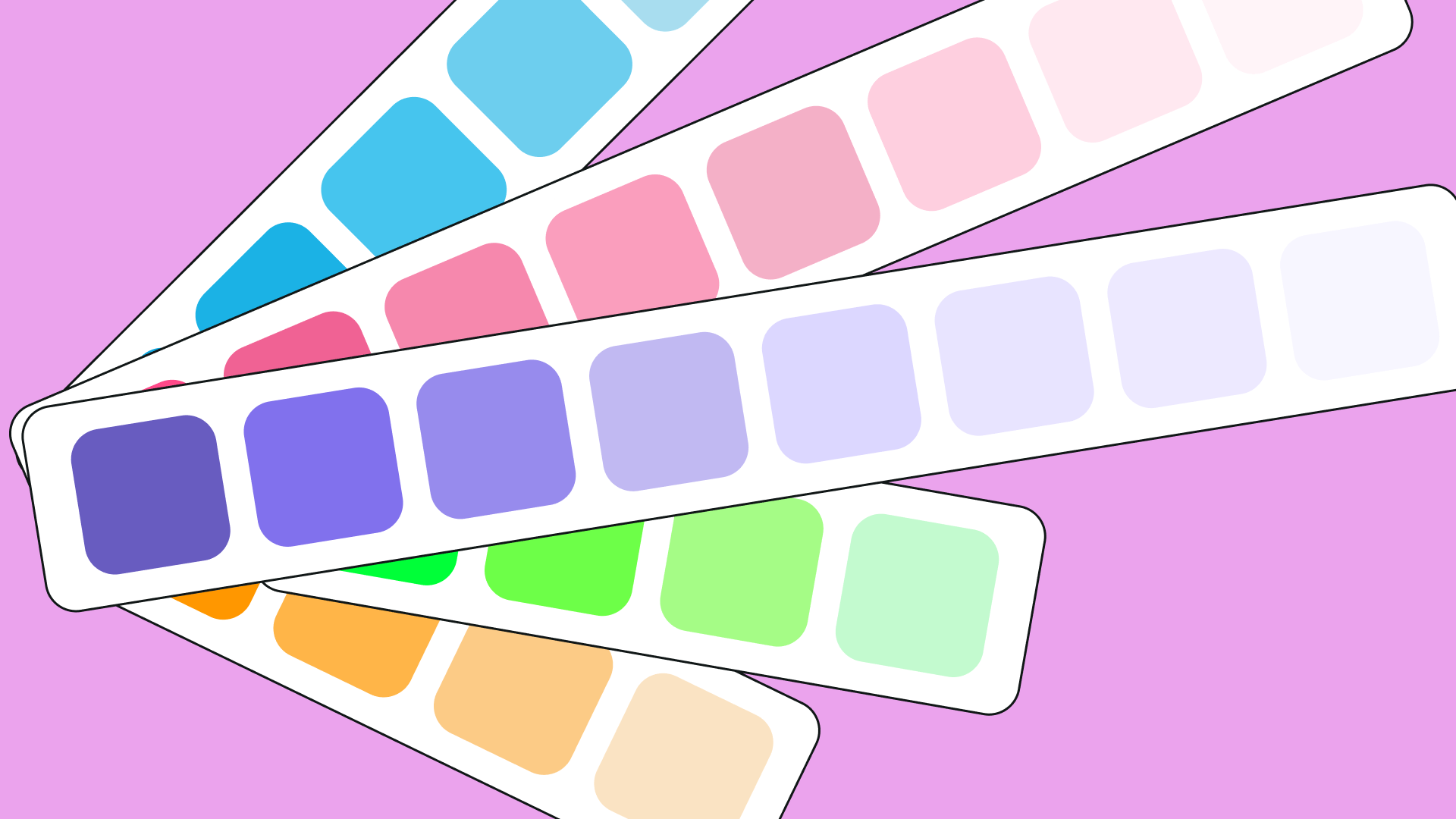 Color palette with various samples. Light background. Paint