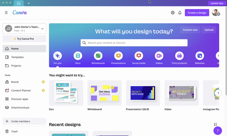 Canva design interface