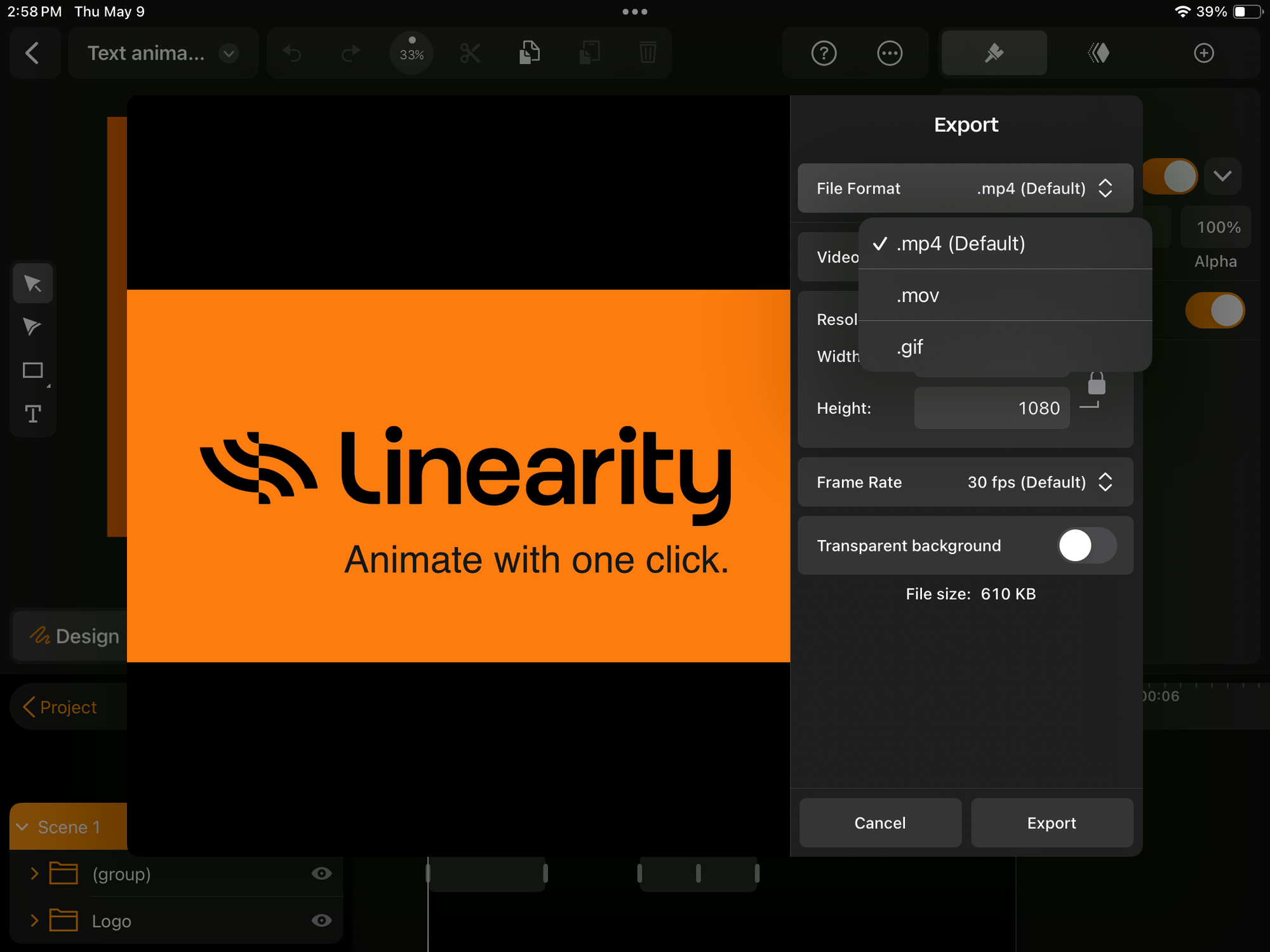 Linearity Move export GIF