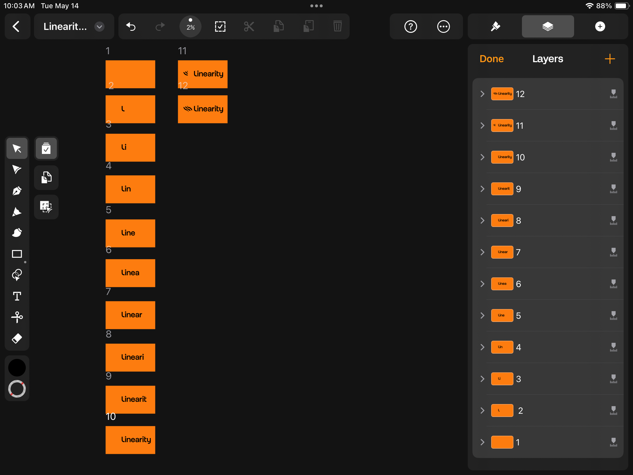 Curve animation storyboard