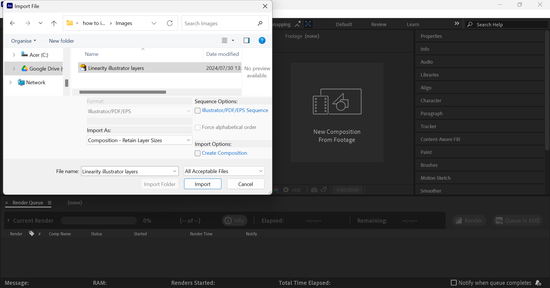 After Effects import Illustrator layers