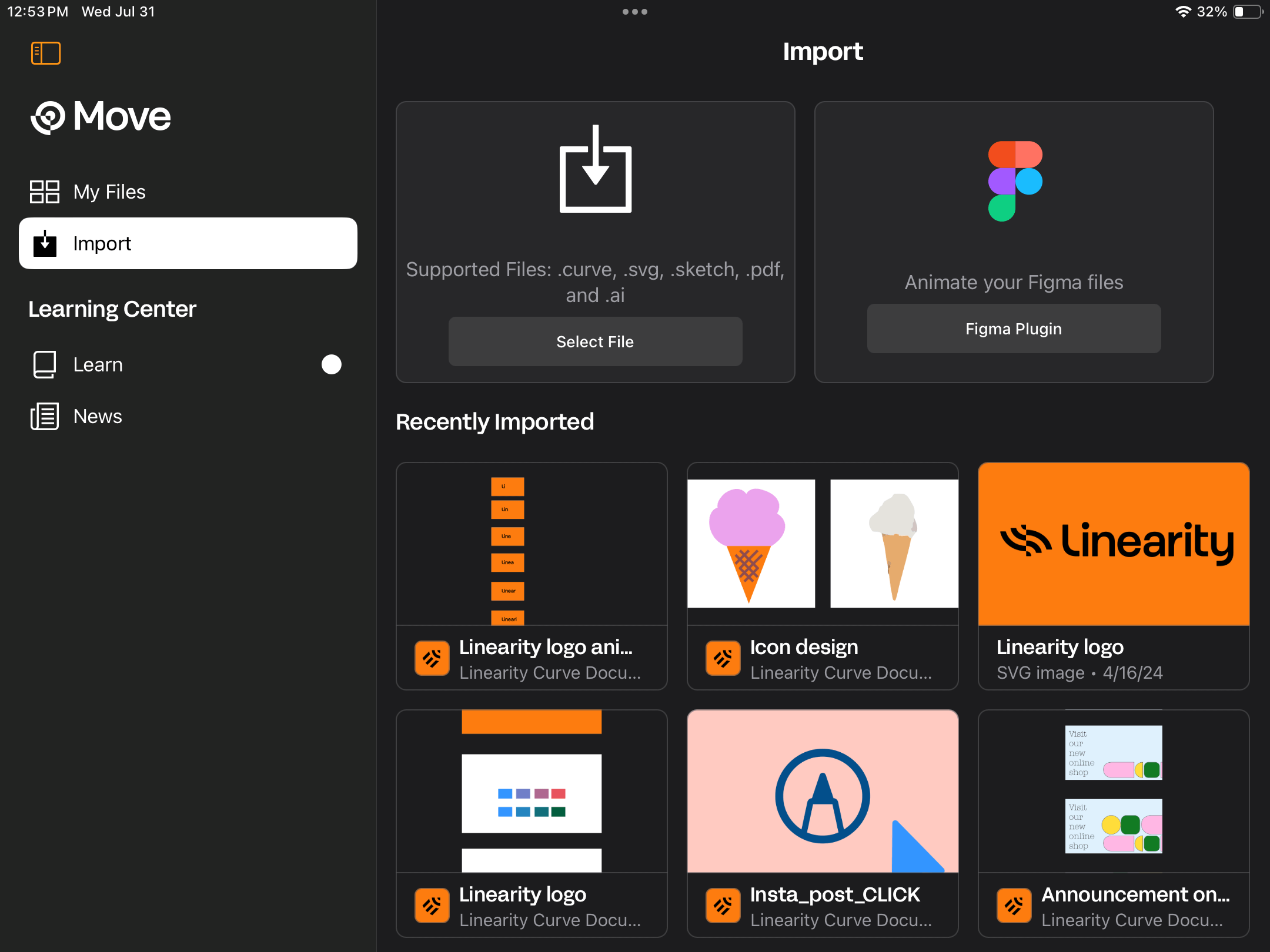 Linearity Move import Illustrator layers