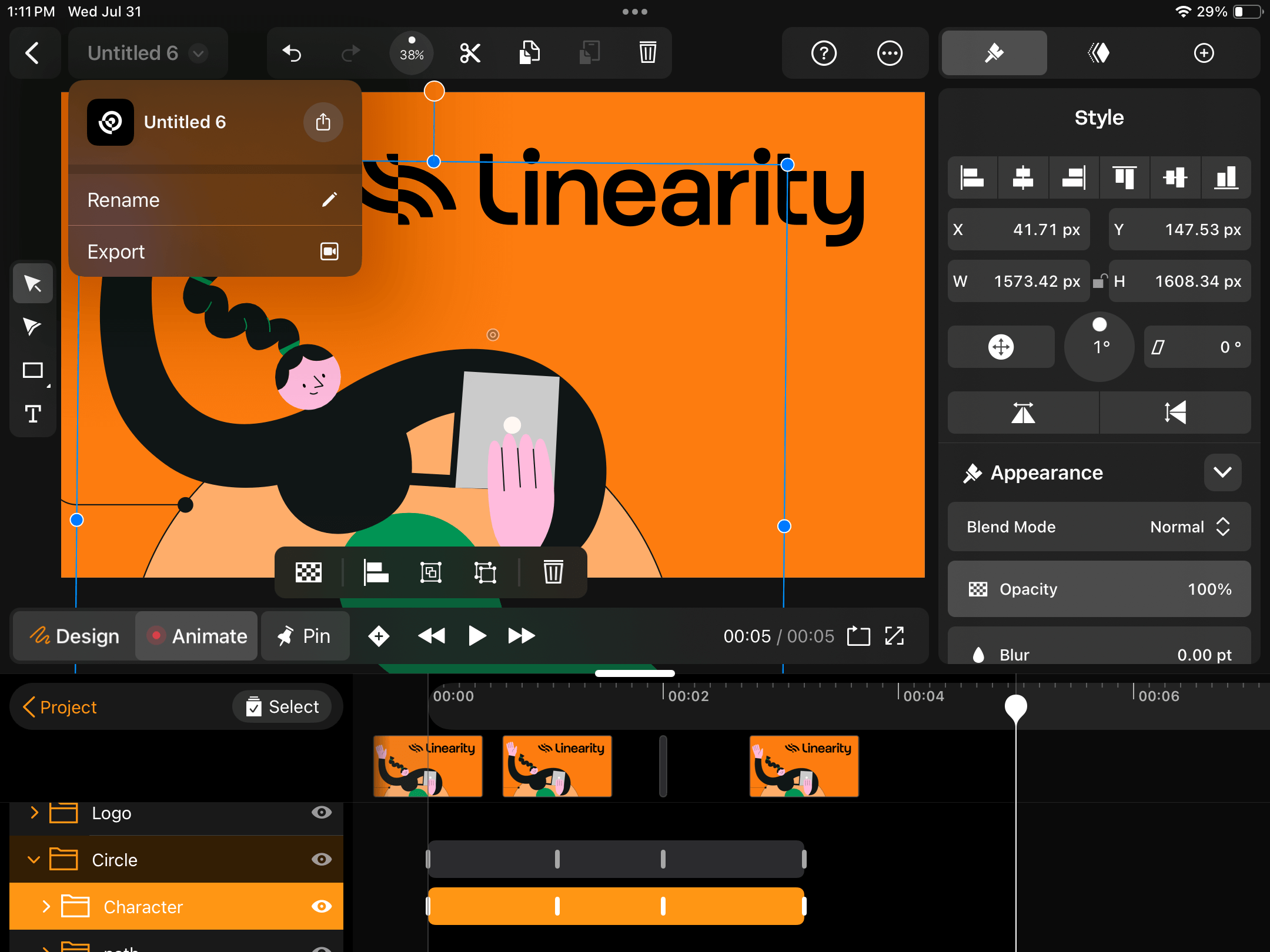 Linearity Move export