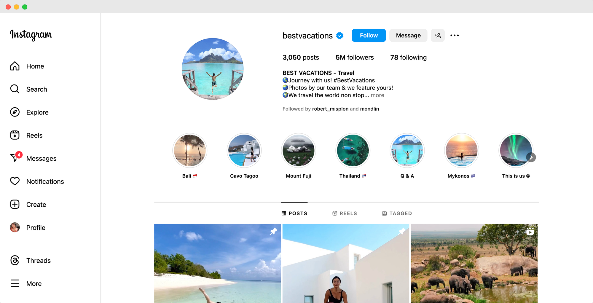 Best Vacation's Instagram profile