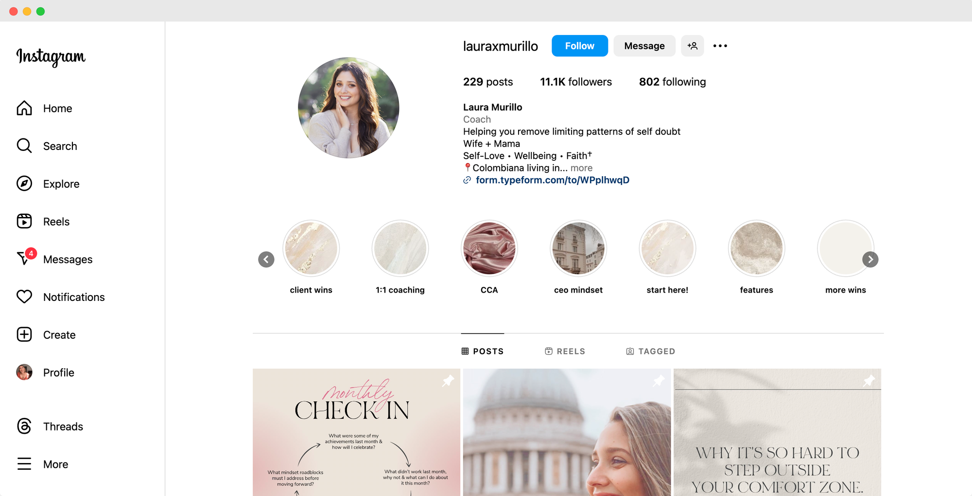 Laura Murillo's Instagram profile