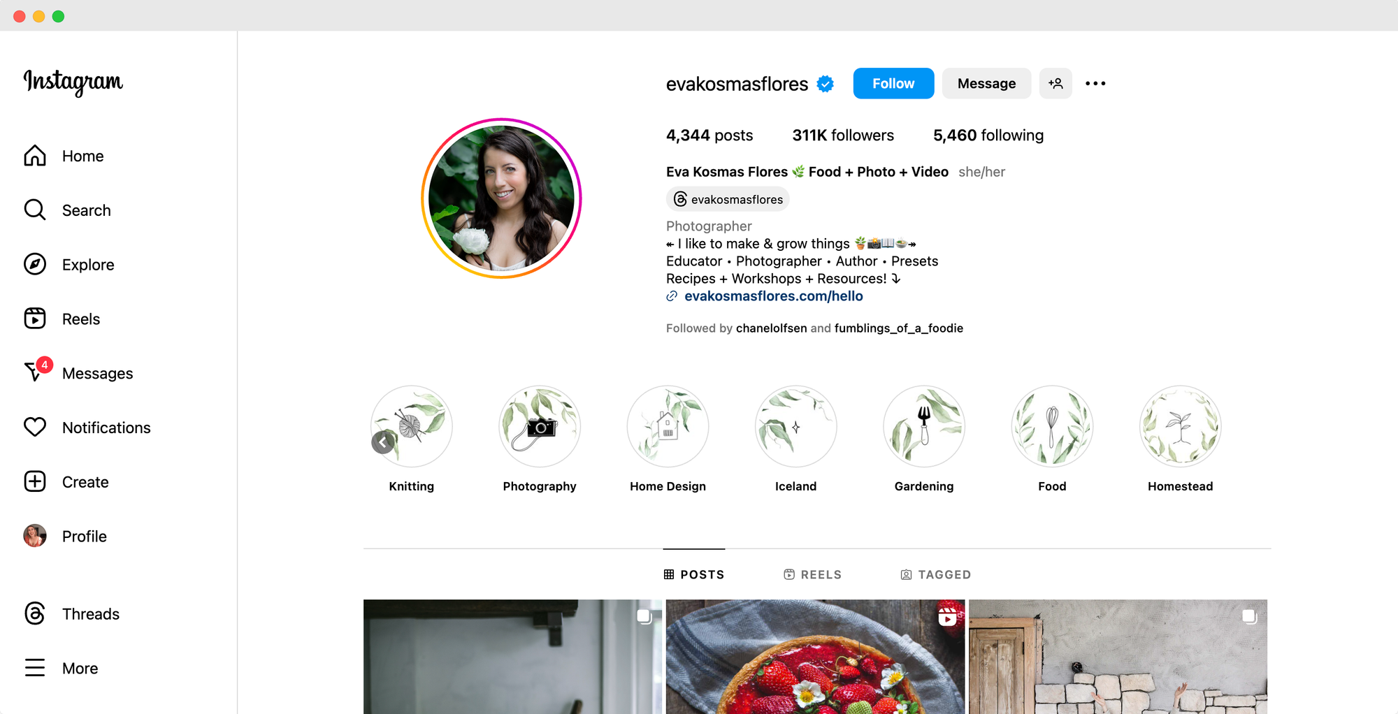 Eva Flores's Instagram profile