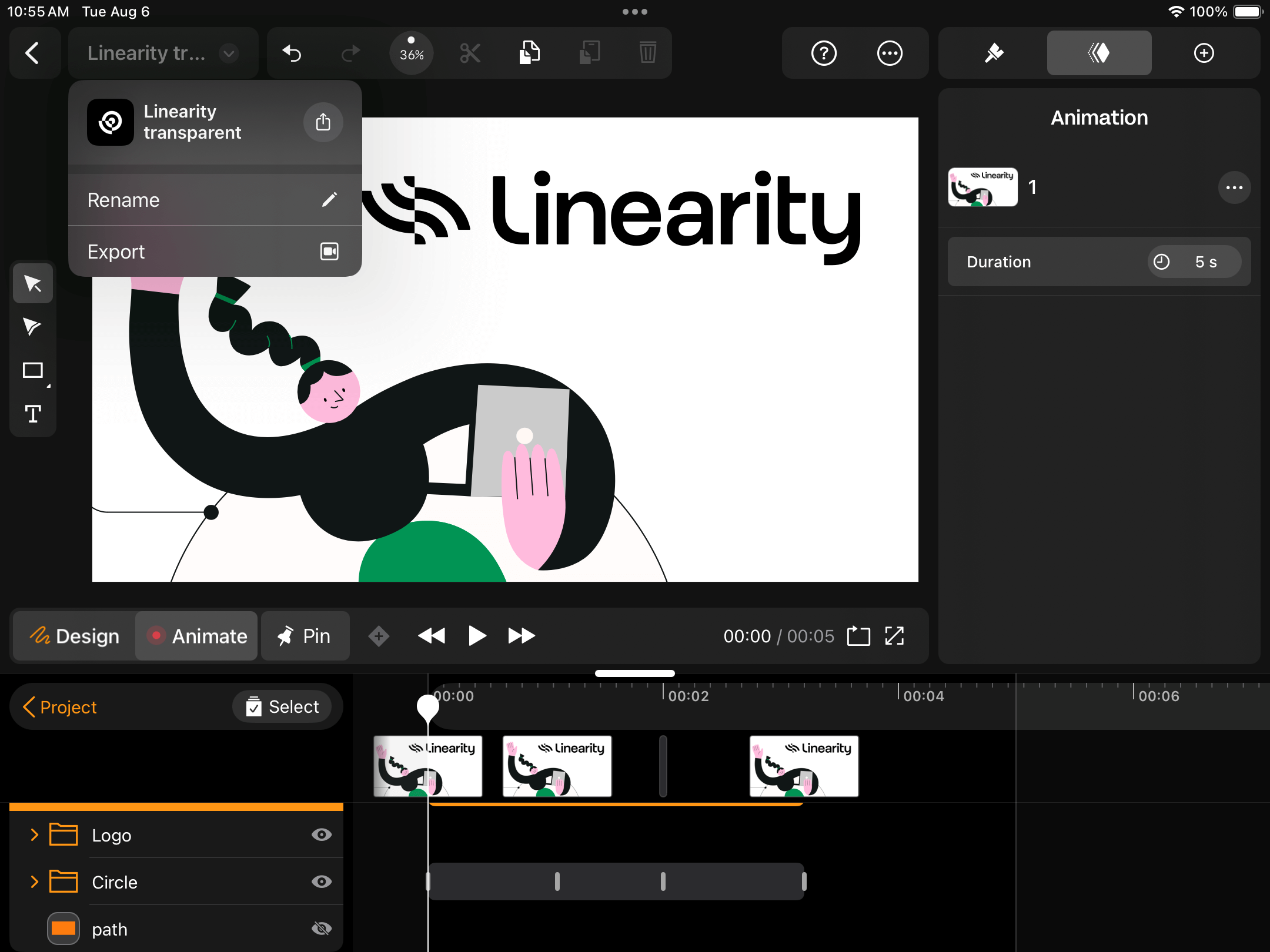 Linearity Move export