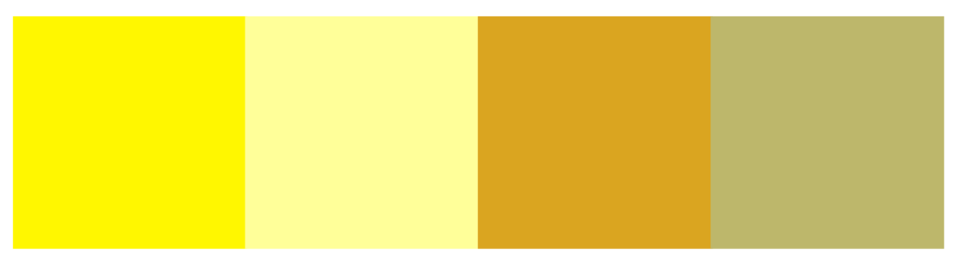 Lemon Yellow, Pastel Yellow, Goldenrod, and Olive Yellow monochromatic color scheme