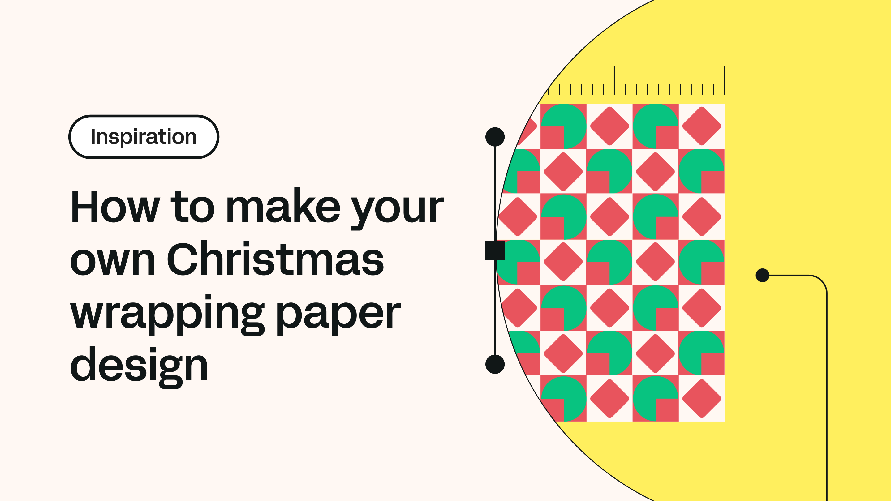 nspiration guide for creating your own Christmas wrapping paper with geometric green and red patterns on a festive background.