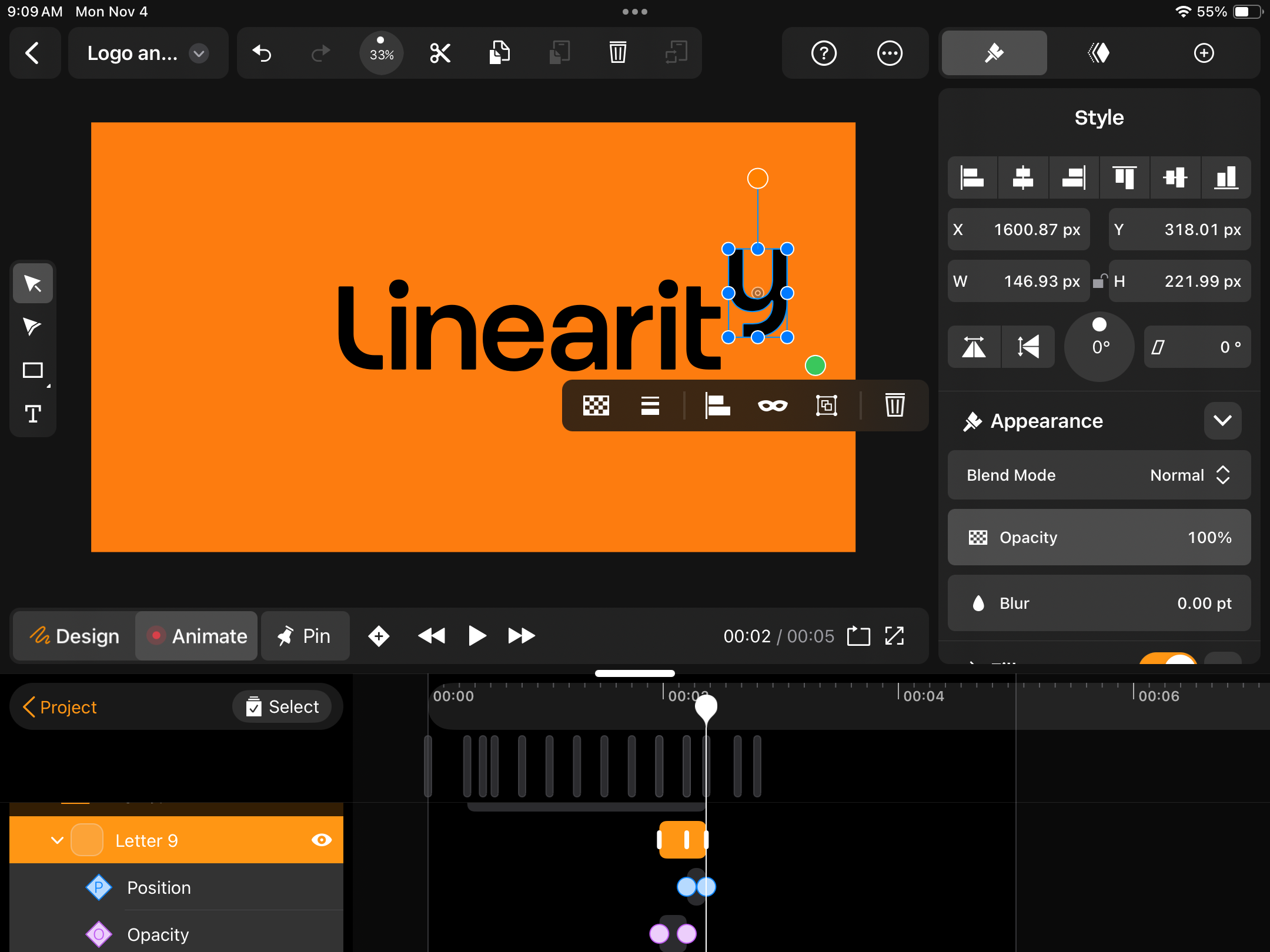 Keyframe Linearity Move