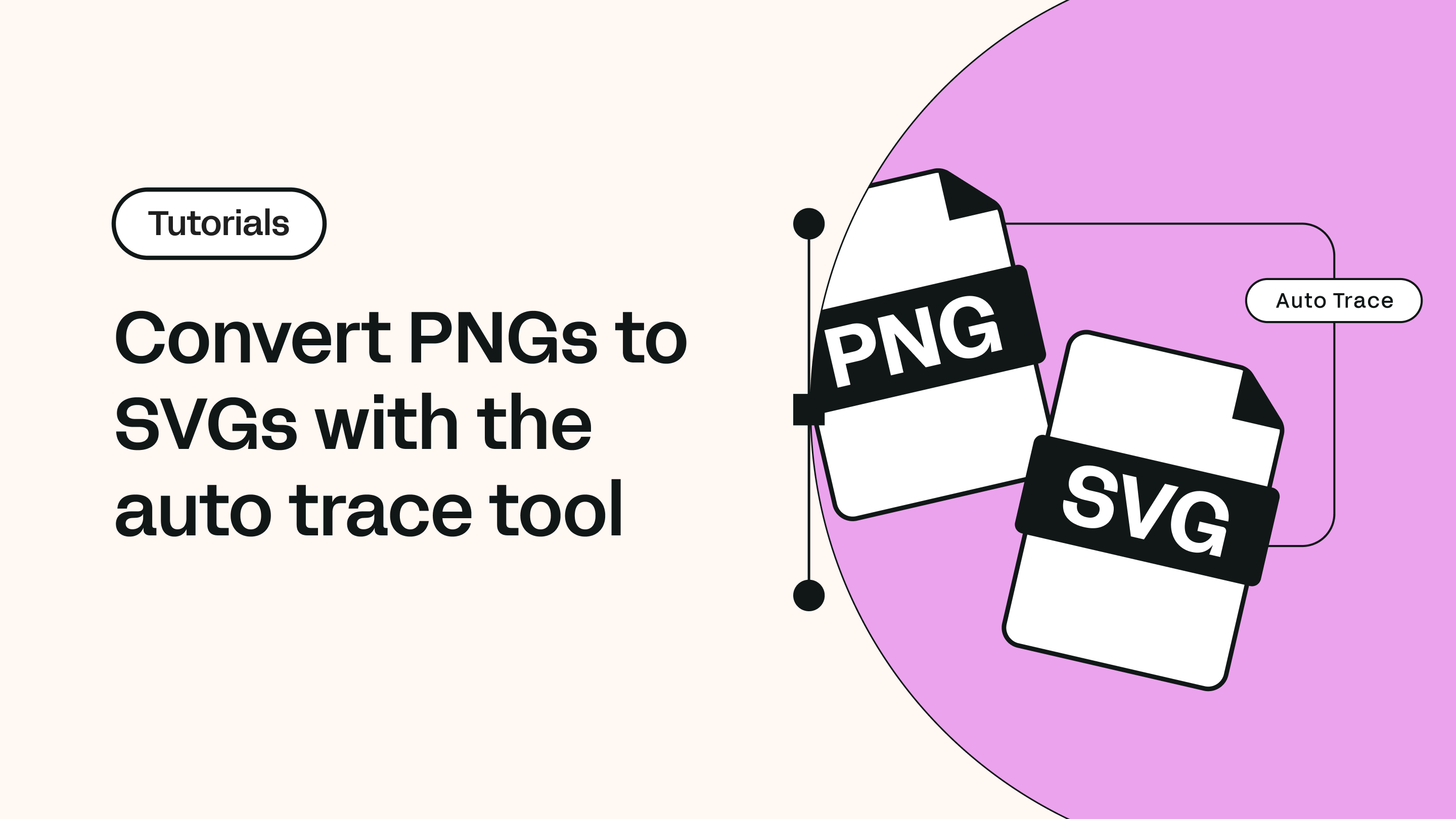 PNG and SVG file icons with Auto Trace connection, showcasing image format conversion on a pink background.